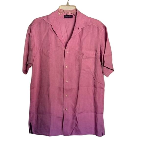 Ralph Lauren Purple Label 100% Linen Camp Shirt Pink Made in Italy M - Picture 10 of 16